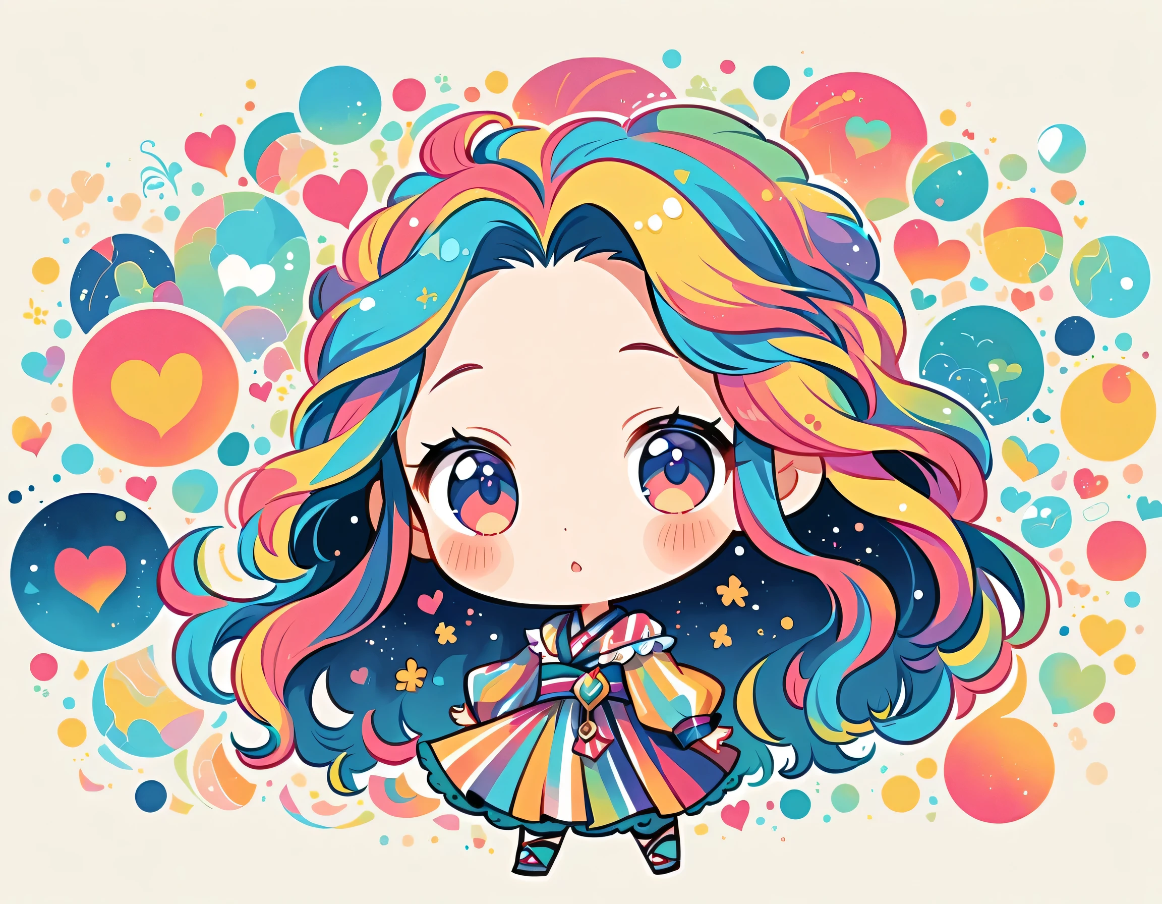 Mai Yoneyama style, Simple Line Initialism,Abstract art,Urban Background, colorful hearts ,(((The most beautiful girl of all time))), (((chibi))), (((Cute amoeba)))