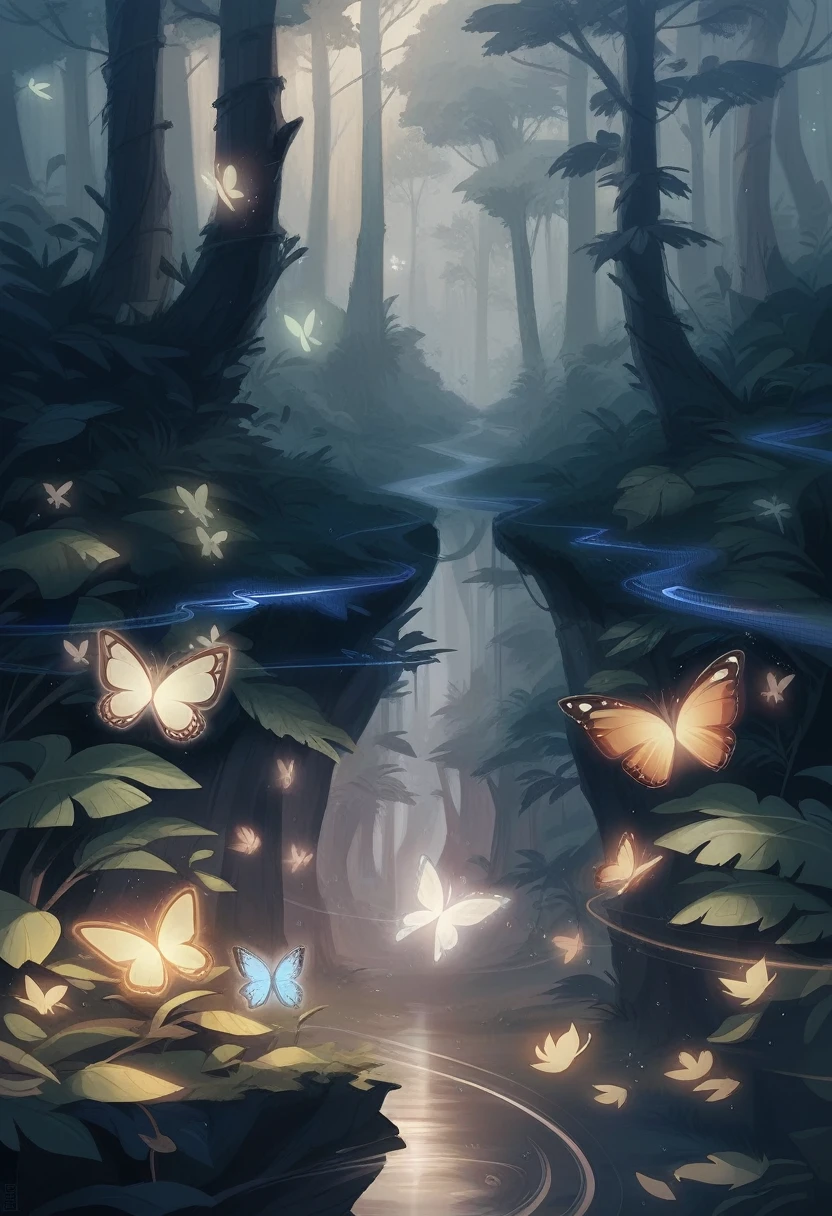 A masterpiece, the best quality, stunning reflections, the best reflections ever. (very detailed CG unity 8k wallpapers), (best quality), (best illustrations), (best shadows), forest theme with natural elements. Tall trees, quiet streams, small glowing mushrooms surrounded by delicate leaves and branches, with fireflies and glowing particle effects,, (natural elements), (jungle theme), (leaves), (twigs), (fireflies), butterflies, (delicate leaves), (glow), (particle effects). , Isometric 3D, Octane Rendering, Ray Traced, Super Detailed