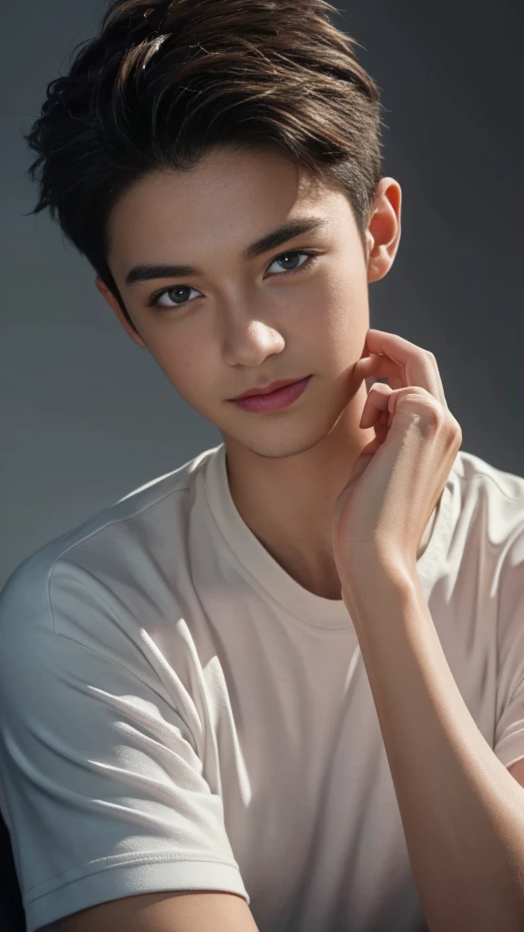 (RAW photo :1.2), (verisimilitude :1.4), (pure background), casual male, posing with a smile at the screen, very detailed eyes and face, Super detailed, High resolution, very detailed, best quality, masterpiece, 8k, amazing, fine detail, soft lighting
