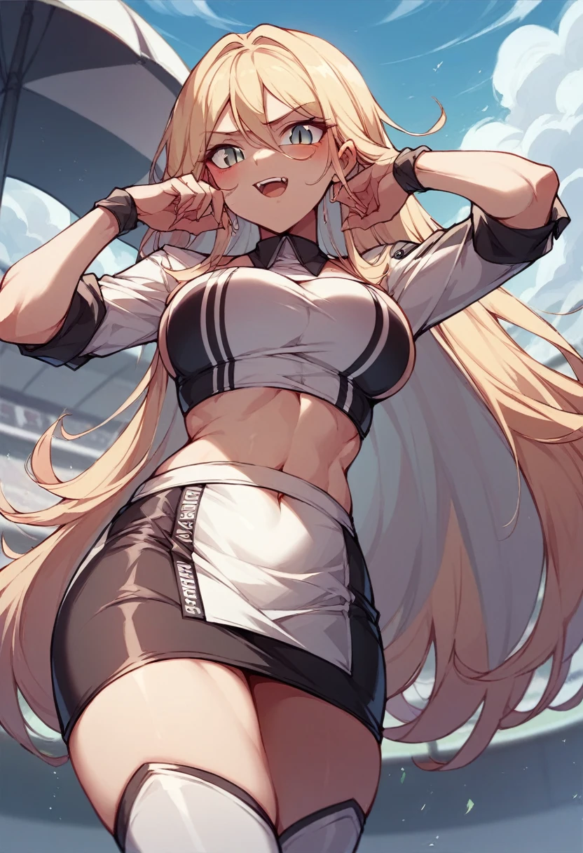 ((Highest quality、In 8K、masterpiece:1.3))Grid Girls、Race Queen、Wearing a skirt with a slit