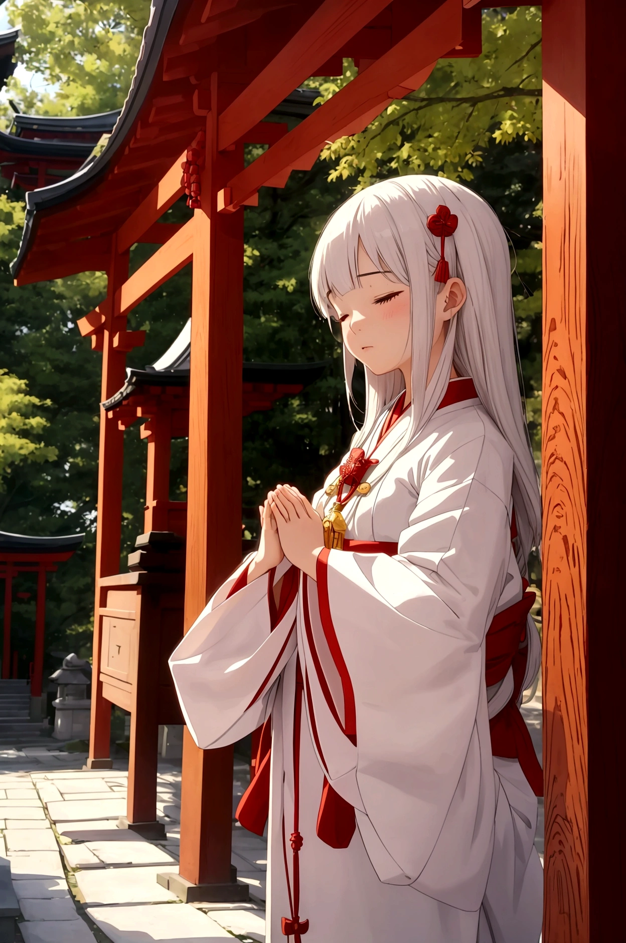 shrine,prayer,close your eyes,Shrine maiden,Praying with hands together,cute,girl