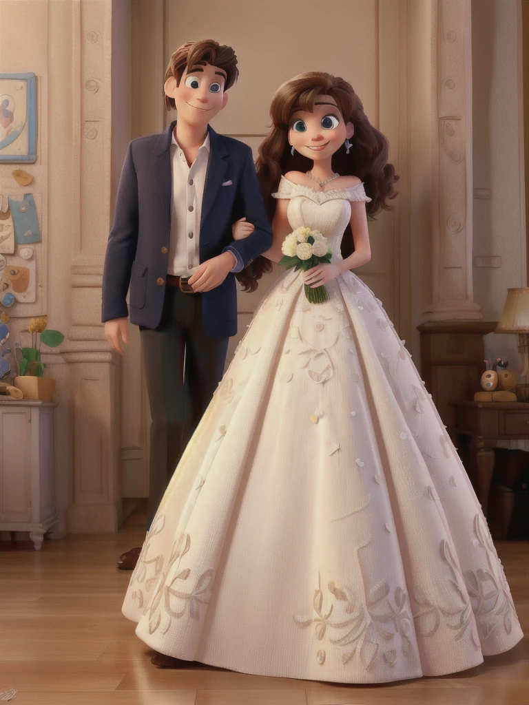 Disney Pixar style couple,