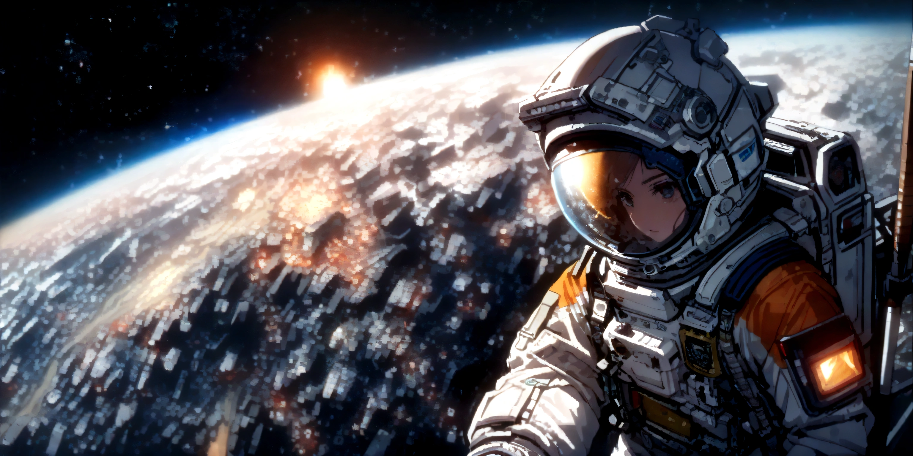 quality\(8k,wallpaper of extremely detailed CG unit, ​masterpiece,hight resolution,top-quality,top-quality real texture skin,hyper realisitic,increase the resolution,RAW photos,best qualtiy,highly detailed,the wallpaper,cinematic lighting,ray trace,golden ratio\), BREAK ,(many astronauts:1.5),many astronauts\(wearing spacesuit,\) are (playing soccer) (at space:1.5),background\(1soccerball,earth\((beautiful,blue:1.4)\),the galaxy\(dark,beautiful,beautiful stars,beautiful nebureu\)\),landscape