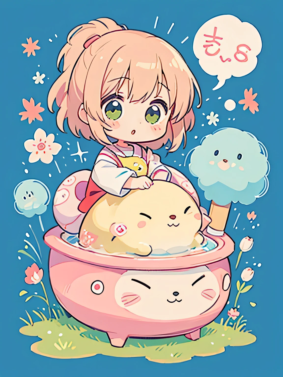Momoko style、Kawaii Design, The most beautiful girl of all time、chibi, Cute and colorful amoeba, (((トイレ)))