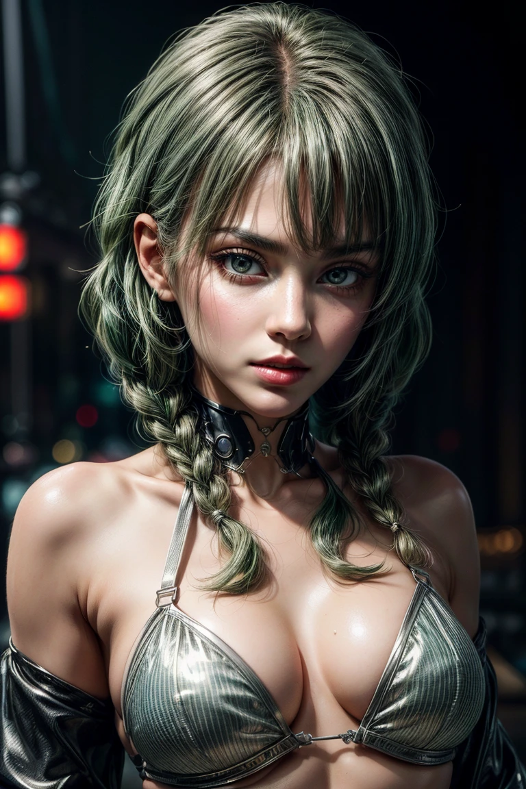 ((lol: 1.2 + Galen: 1.3), 1girl, realistic, HD, dynamic angle, dynamic pose, summer, sweat, white cloth, (silver hair: 1.2 + yellow hair: 1.2+ white hair: 1.2+ black hair: 1.2 + red hair: 1.2 + blue hair: 1.2 + purple hair: 1.2 + green hair: 1.2), complex outfit, solo, strutting, in runway, cyberpunk, posing seductively, closeup, latex, shiny skin, shimmers, masterpiece, best quality, dynamic pose, aesthetic, beautiful face, sci-fi, best quality, super high res, sexy, braided blonde hair, beautiful and realistic face, ultra realistic face, accurate ultra realistic face, ultra - realistic face, model, tiny waist, ultrarealistic uhd faces, extremely realistic faces, beautiful highly symmetric face, hyper realistic face