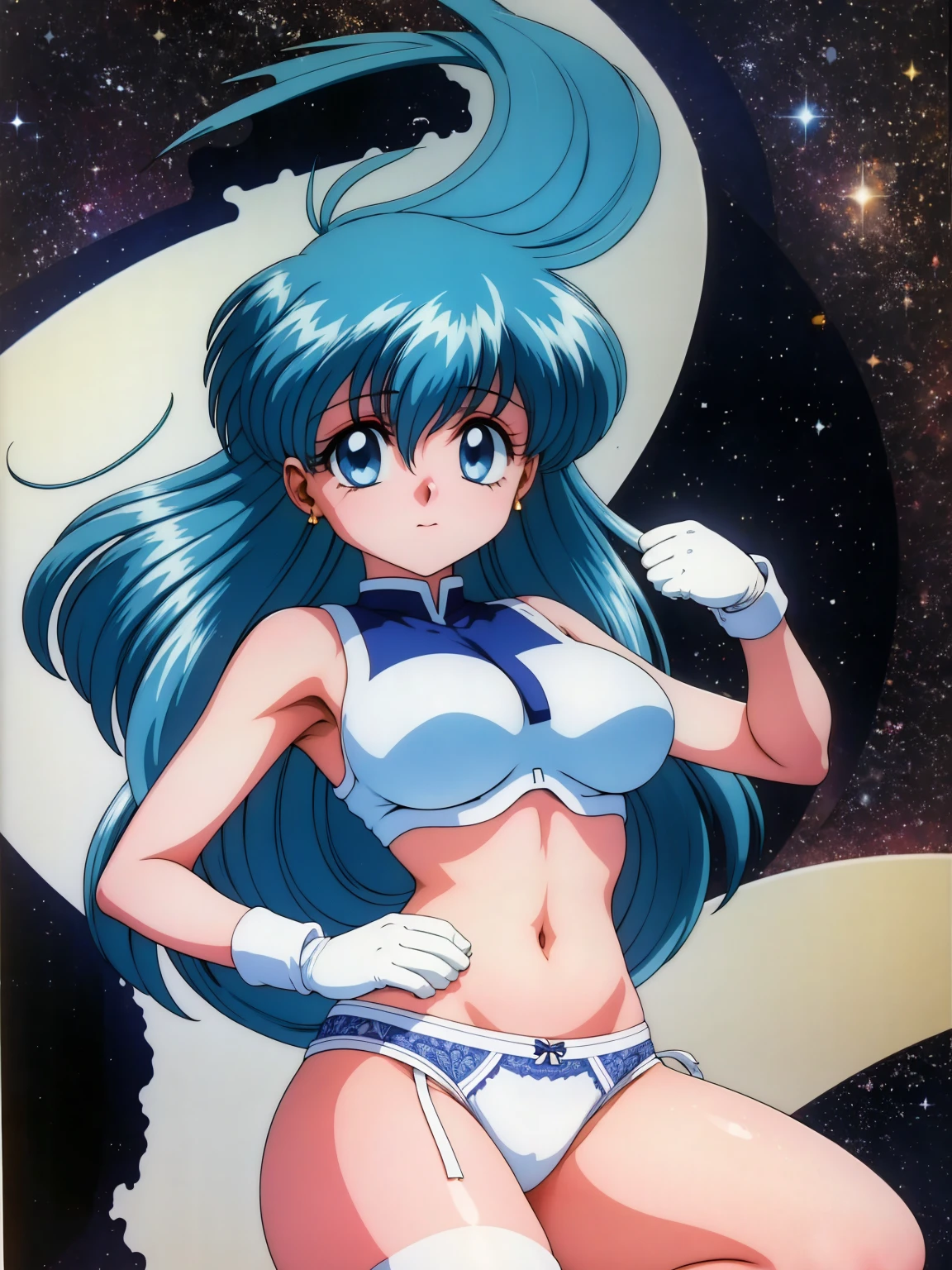 (masterpiece, highest quality:1.2), Tiangong Gui ，1 girl, Lonely,Subtle blue hair color, Panty shot