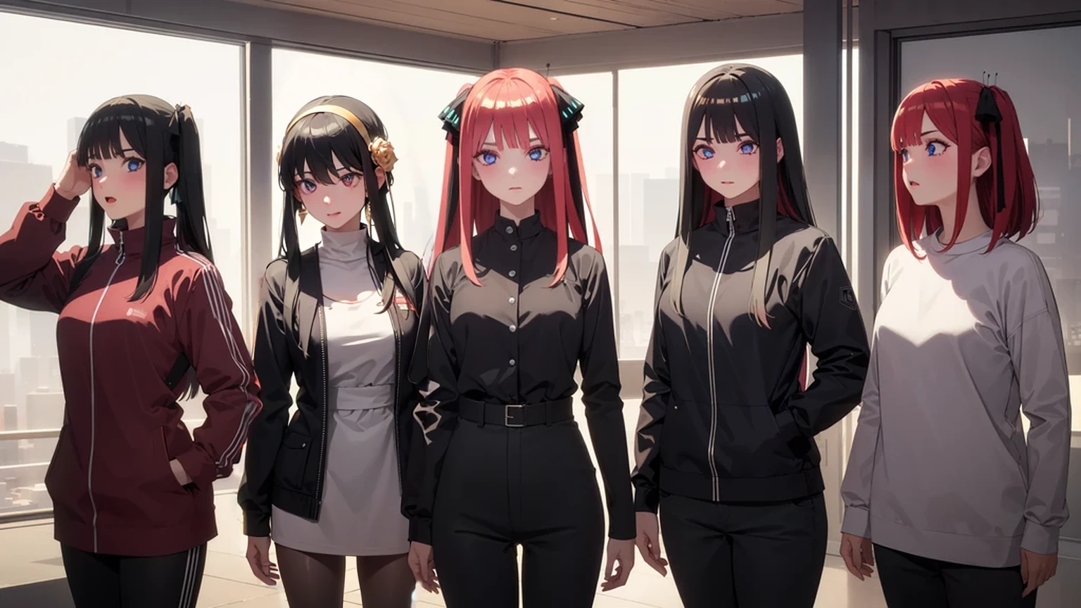aayorf, sidelocks, gold hairband, hair ornament, red eyes, gold earring,
BREAK ((Official Outfit:1.5)),
BREAK Cyberpunk_CityView, Before Window, standing at attention,armpits,arm up,
BREAK (masterpiece:1.2), best quality, high resolution, unity 8k wallpaper, (illustration:0.8), (beautiful detailed eyes:1.6), extremely detailed face, perfect lighting, extremely detailed CG, (perfect hands, perfect anatomy),
