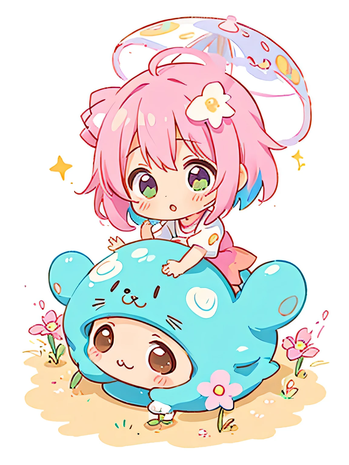 Momoko Sakura style、Kawaii Design, The most beautiful girl of all time、chibi, (((Cute and colorful amoeba))), (((トイレ)))