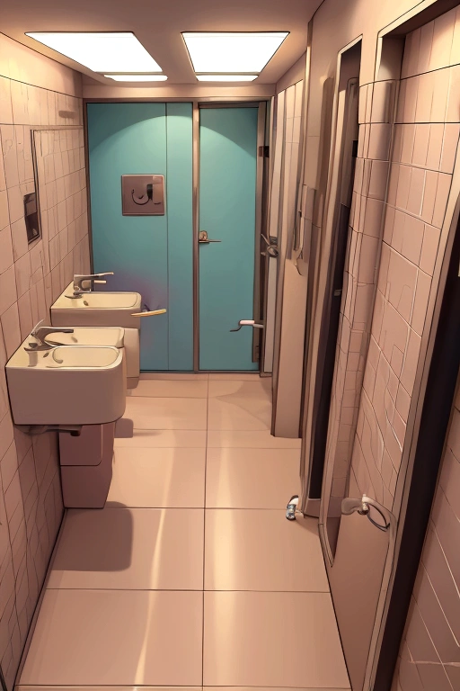 Group of fine cartoon women 8k restroom 