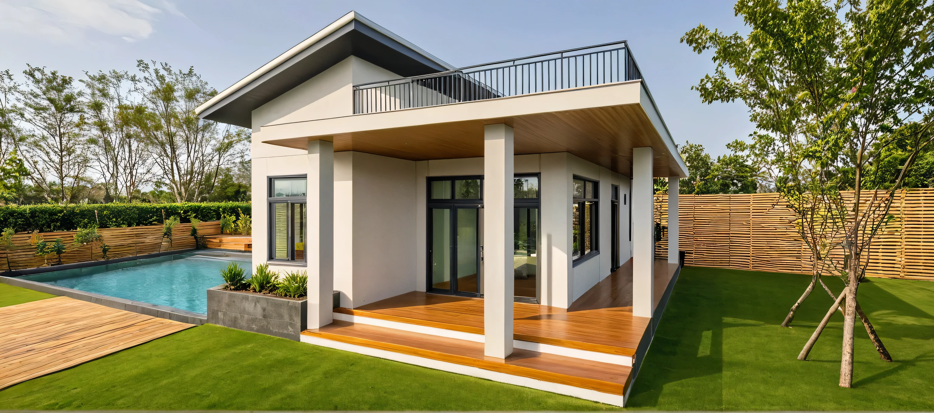 head of&#39;artwork, High quality, best quality, authentique, great detail, En plein air, villa de plain-piedXL, credit group, style de maison moderne dans la rue ,stairs, white wall ,road,pavement, grass, trees, sky, nuvens, (day light:1.1)
