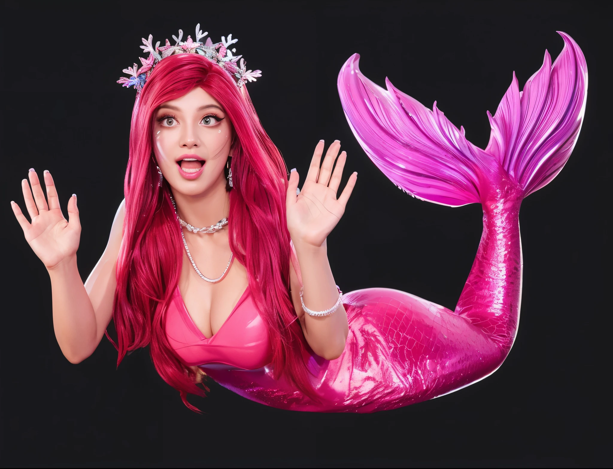 3d style, simplified design, 3d render, glossy texture, smooth 3d model, multiple light sources, rim light, sharp post effects render, (glossy plastic texture with multiple big light probe refractions), perfect cgi, smooth silhouette, high intensity refraction, (super glossy material), most beautiful vfx , blue background, plastic refractions, realistic, 4k, high resolution, rim light, photo shoot, commercial photo, profile shot, 4k, rim light, high resolution, 4k, glossy texture, smooth 3d model, multiple light sources, rim light, sharp post effects render, (glossy metallic texture with multiple big light probe refractions), perfect cgi, cgi art created only with gradients, smooth silhouette, high intensity refraction, (super glossy chrome material), most beautiful vfx, blue background, chrome metal refractions, multiple light sources, rim light, sharp post effects render, perfect cgi, digital art, detailed digital art, reflective, best quality, 4k, masterpiece:1.2, ultra-detailed, realistic, vivid colors, dark and moody lighting, The image of the highest quality, ensuring every detail is showcased perfectly. It in 4k resolution, allowing viewers to immerse themselves in the richness of the colors and intricate details. The realistic rendering. under the spotlight, reflecting, high-resolution image, realistic rendering, dark background, and rim light photorealistic The image features three characters standing in front of three houses. The characters are a red-haired mermaid, a purple cat, and an orange dog. They are each holding a yellow maraca
