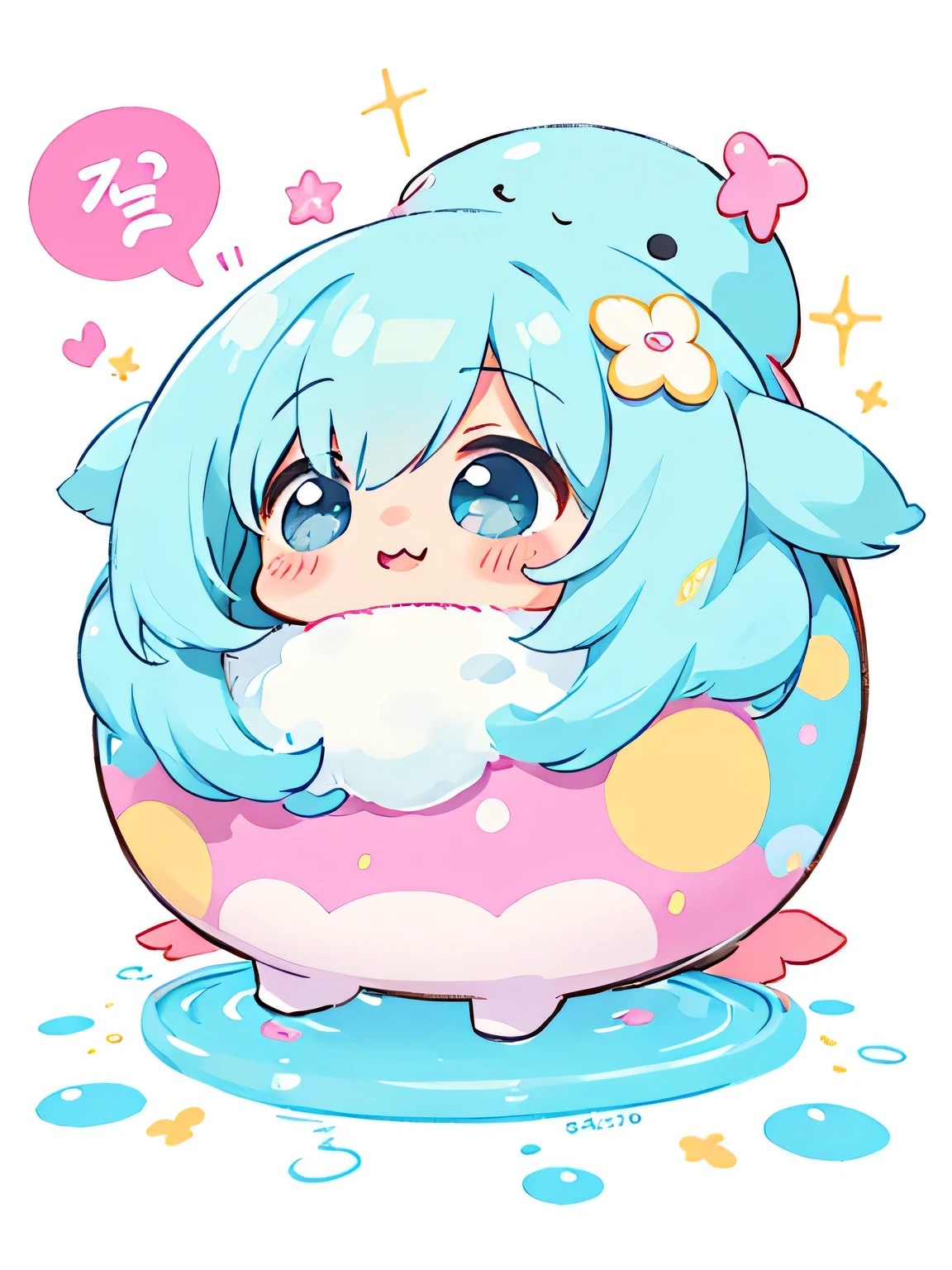 ミカ・ピカゾ style、Kawaii Design, The most beautiful girl of all time、chibi, Cute and colorful amoeba, トイレに走る
