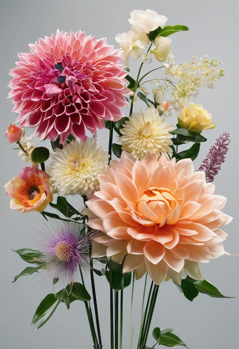 - the central flower of the bouquet should occupy the highest position;
- flower stems are installed so that they do not intersect, but adjoin arcs to each other;
- plants are used with long stems, which are trimmed at the end.
A bouquet using the parallel technique can be collected in an oasis (the so-called floral sponge, which perfectly absorbs water and remains wet for a long time). high contrast, center focus, edge blur