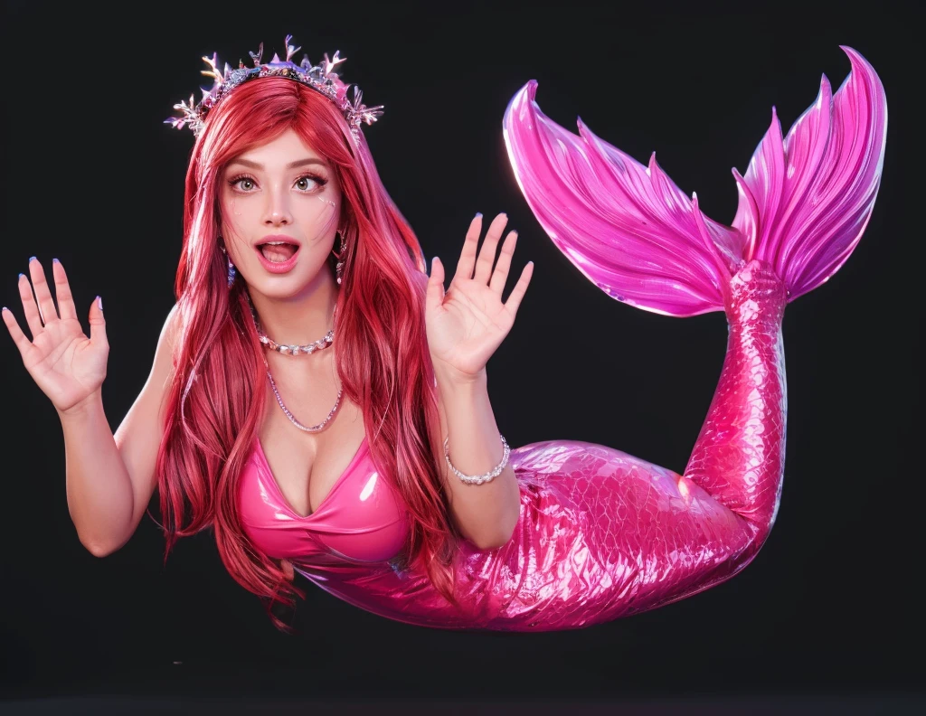 3d style, simplified design, 3d render, glossy texture, smooth 3d model, multiple light sources, rim light, sharp post effects render, (glossy plastic texture with multiple big light probe refractions), perfect cgi, smooth silhouette, high intensity refraction, (super glossy material), most beautiful vfx , blue background, plastic refractions, realistic, 4k, high resolution, rim light, photo shoot, commercial photo, profile shot, 4k, rim light, high resolution, 4k, glossy texture, smooth 3d model, multiple light sources, rim light, sharp post effects render, (glossy metallic texture with multiple big light probe refractions), perfect cgi, cgi art created only with gradients, smooth silhouette, high intensity refraction, (super glossy chrome material), most beautiful vfx, blue background, chrome metal refractions, multiple light sources, rim light, sharp post effects render, perfect cgi, digital art, detailed digital art, reflective, best quality, 4k, masterpiece:1.2, ultra-detailed, realistic, vivid colors, dark and moody lighting, The image of the highest quality, ensuring every detail is showcased perfectly. It in 4k resolution, allowing viewers to immerse themselves in the richness of the colors and intricate details. The realistic rendering. under the spotlight, reflecting, high-resolution image, realistic rendering, dark background, and rim light photorealistic The image features three characters standing in front of three houses. The characters are a red-haired mermaid, a purple cat, and an orange dog. They are each holding a yellow maraca