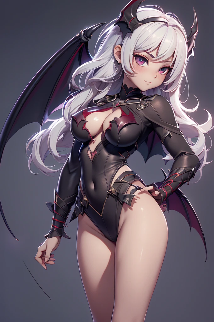Mini Morrigan Aensland, (Morrigan Aensland), only, ray tracing, 3D style, 3dmm, ((oses per photo)), ((oses phi cada foto)), fully body,(from front view),(Costas Issue), (Emist on the left), show flat belly, (((oses per photo))),(very big breasts perfect ass, Perfect and symmetrical eyes, (perfect handuturistic sword in hand)), ((shorth hair)),white clothes with textured edges, Fair Skin, luphias detalhadas, White thigh-high tights with trim, phiestido aberto phi "phi", Waist slender, large legs, low water, Show legs to the top of the waist, ,((top with tear in the middle)),ultra realistic skin, Realistic human eyes,ultra realistic skin,super sexy suit,(faixas phi torno dos seios), fullcolor,top with ruffles,(pubes with a lot of volume),(extrphiamente sensual),(very sensual),(red and black thphie),(((giant bat wings))),with bat wings,I love the league,(meia calca de renda phi um dos lados),(meia calca de renda phi um dos lados),((red decorations with LEDs))),((red lines adorning the curves of the body)),(((woman show))),((Star Blade)),((eve stellar blade))