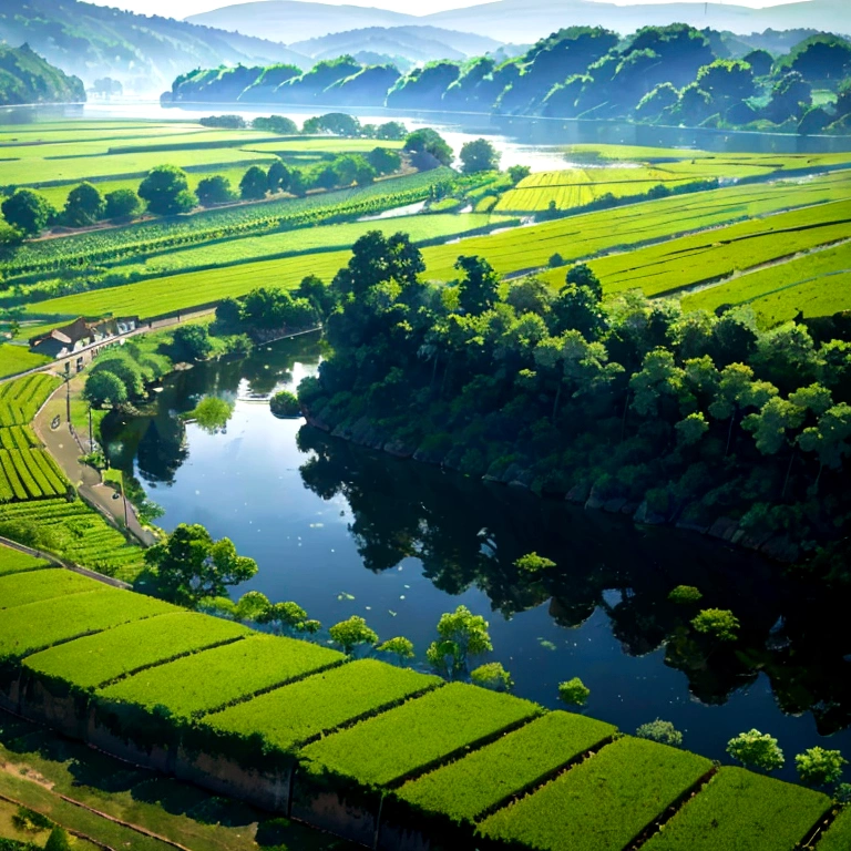 Vegetables cooled in clean water、Fresh summer vegetables、Large vegetables、Beautiful river in the countryside