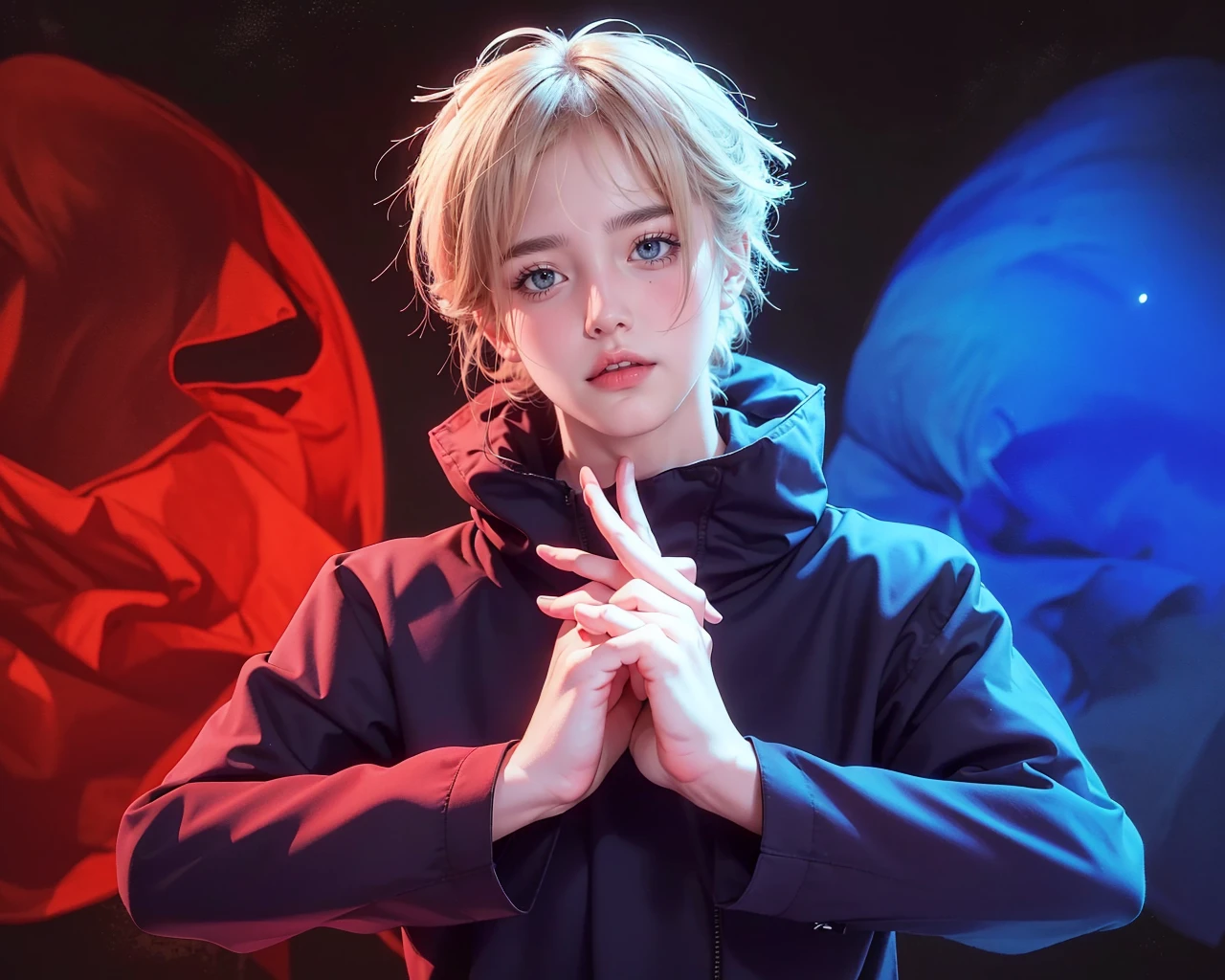 Best quality, masterpiece, ultra high res, (photorealistic:1.5), raw photo, 1girl, offshoulder, in the dark, deep shadow, low key, cold light, sexy look, short hair