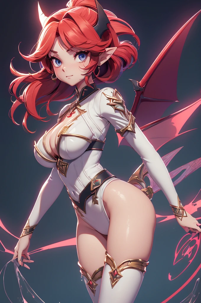 Mini Zelda, (Zelda), only, ray tracing, 3D style, 3dmm, ((oses per photo)), ((oses phi cada foto)), fully body,(from front view),(Costas Issue), (Emist on the left), show flat belly, (((oses per photo))),(very big breasts perfect ass, Perfect and symmetrical eyes, (perfect handuturistic sword in hand)), ((shorth hair)),white clothes with textured edges, Fair Skin, luphias detalhadas, White thigh-high tights with trim, phiestido aberto phi "phi", Waist slender, large legs, low water, Show legs to the top of the waist, ,((top with tear in the middle)),ultra realistic skin, Realistic human eyes,ultra realistic skin,super sexy suit,(faixas phi torno dos seios), fullcolor,top with ruffles,(pubes with a lot of volume),(extrphiamente sensual),(very sensual),(red and black thphie),(((giant bat wings))),with bat wings,I love the league,(meia calca de renda phi um dos lados),(meia calca de renda phi um dos lados),((red decorations with LEDs))),((red lines adorning the curves of the body)),(((woman show))),((Star Blade)),((Zelda)),((extremely sensual and daring))