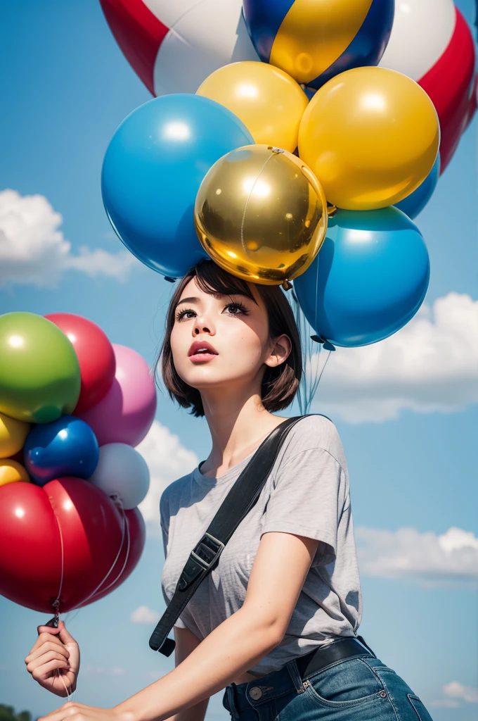 Person with balloon head