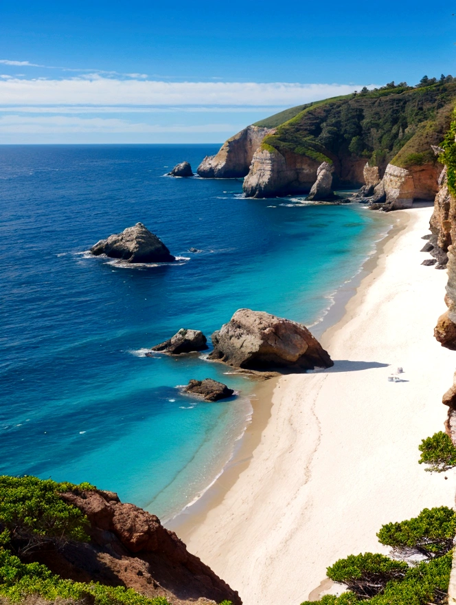 Beautiful coast and blue sky with sea