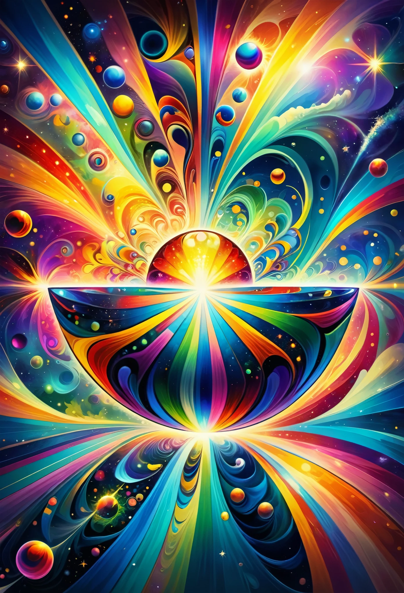 (((惑star直列, Sunrise in Space))), Controlling time and space, Overflowing cosmic energy, Energy Ripples, star々Magnificent cosmic background, (Beautiful LSD art:1.3), Psychedelic Trance, (Crystal luminescence:1.1), Energy merges and vibrates, Digital Painting, Chromatic, Mentally ill, Mentally illアートスタイル, Psychedelic Art, colorful reflections，refraction，Background blur, Fractal geometry, explosion of colors , LSD Trip, Psychedelic colors and shapes, Effects of LSD, Art Pop, LSD Vision, High resolution, High resolution, High detail, masterpiece:1.2,