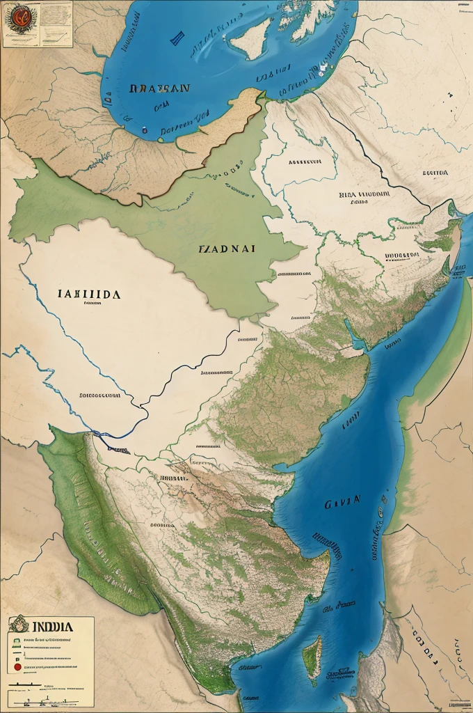 detailed historical map of India in the 16th century, with a zooming effect that focuses on the region of Rajasthan. Highlight the area of Haldighati."