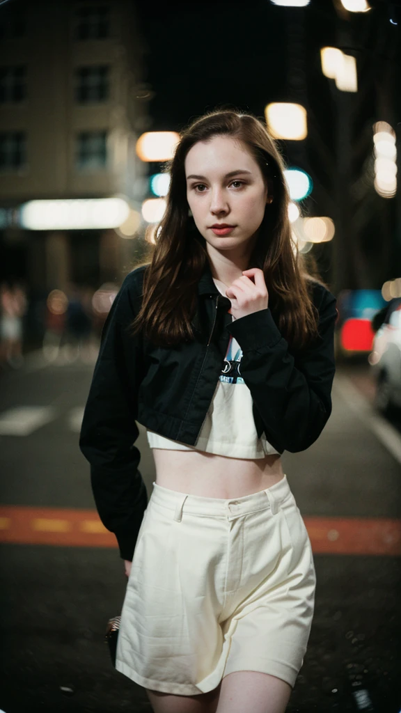 polaroid photo, night photo, photo of 24 y.o beautiful woman, pale skin, bokeh, motion blur