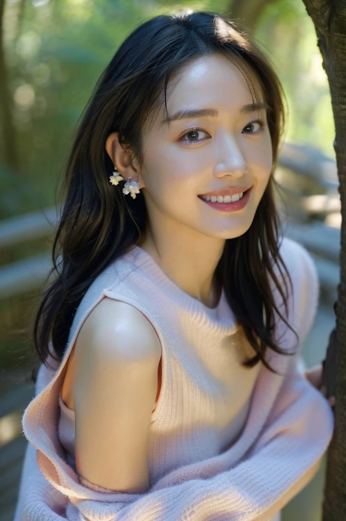 (Pixer-Stil: 1.25) Portrait of a girl, Yui Aragaki, 16 years, Smiles, natural skin structure, 4k textures, nffsw, with a complicated, muito detalhado, keen focus, Kino-Look, Ultra-detail、(In front of a waterfall in the forest)、With smiling eyes、Colossal 、Curly hair in braids、((Facial closeup)))、photorealestic, Lip Gloss, painting, realisti, best quality, ultrahigh resolution, depth, Pastel color, natural shading, Focus on face, only the face, Viewers look at, Long hair, Hair accessories, black hair, brown and detailed eyes, gown, ((top quality、8K、​masterpiece:1.3))、keen focus:1.2、(Layered cut、 normal breasts:1.2),Beautiful woman with perfect body shape:1.4、Slender Abs:1.2、、muito detalhado facial and skin texture、stylishe Earrings, ,Longhair、​masterpiece, top quality, hightquality, high resolution、RAW portrait、Photorealsitic、Rohfoto、hyper detailed photo、(natural skin structureen、detailed skin、hyper realism、ultra sharpness)、high definition skin、