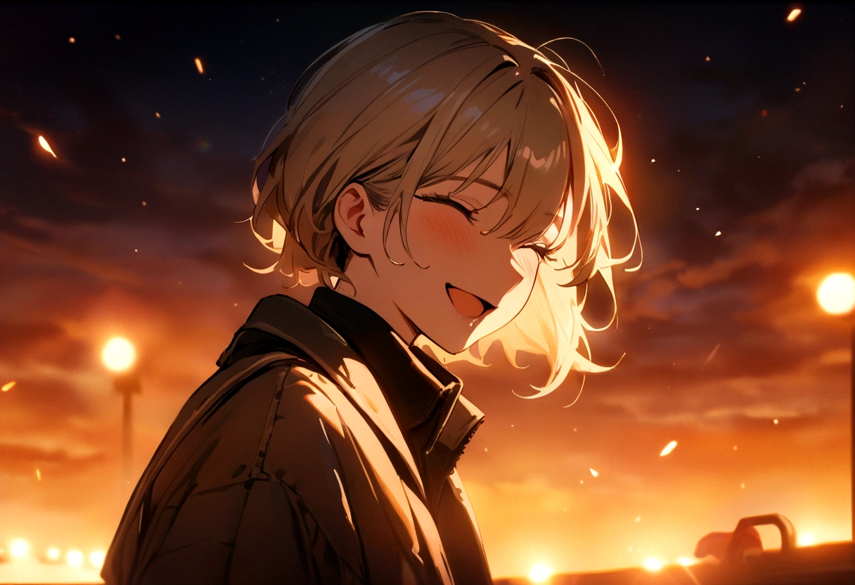 "Masterpiece, Best Quality, Still film, 1Musician on stage at night, foreground, bright, happy, soft warm lighting, sunset, sparks: 0,7"