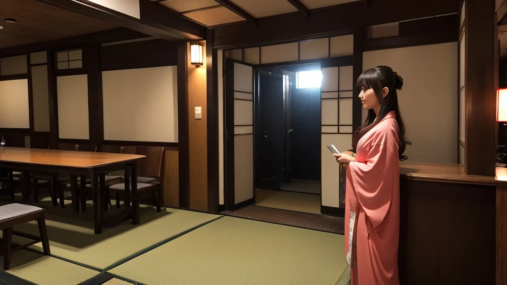 In the corner of the party venue、A Japanese woman stands