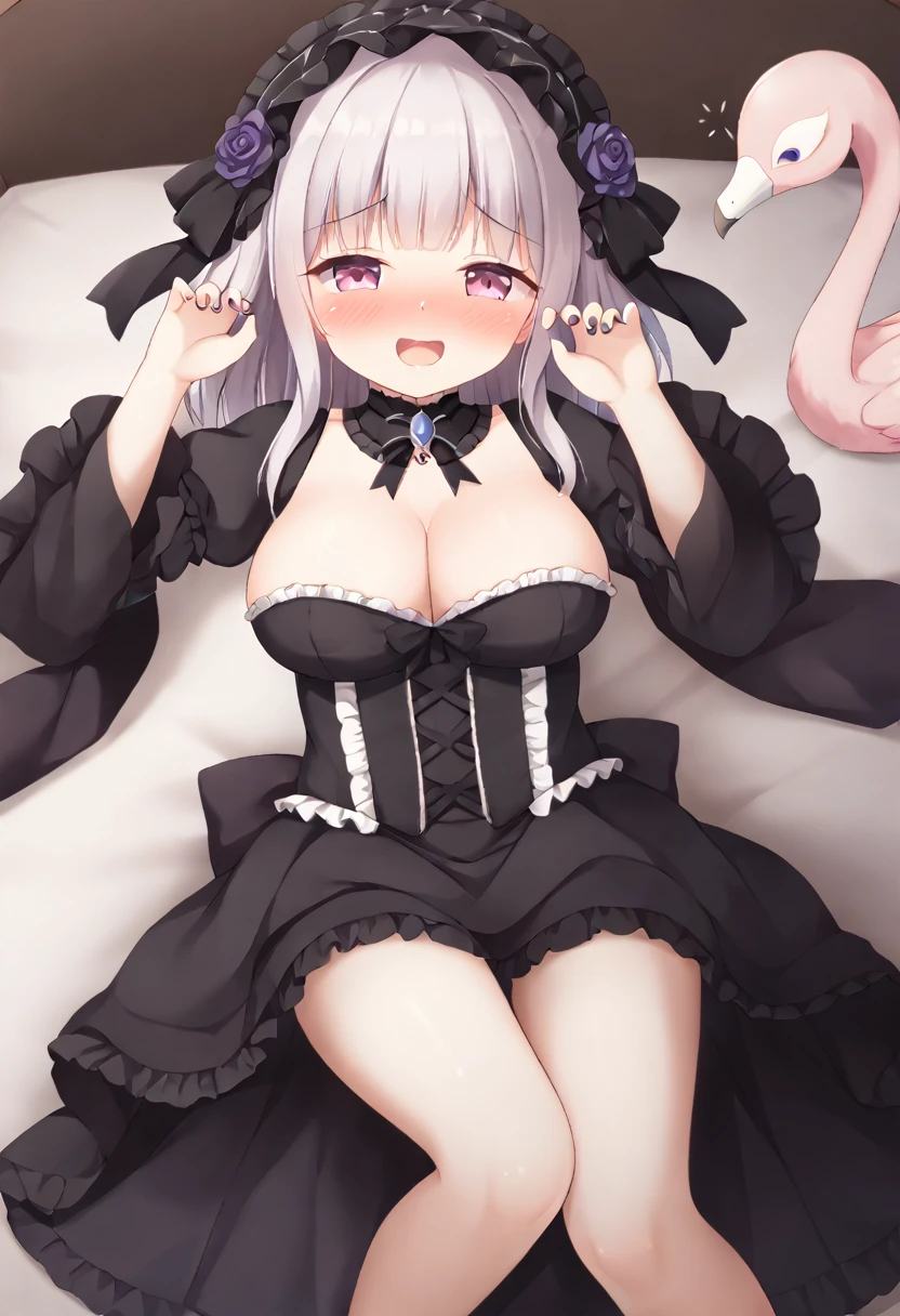 woman、Big Breasts、Gothic ta、drunk blush、Flamingo Pose