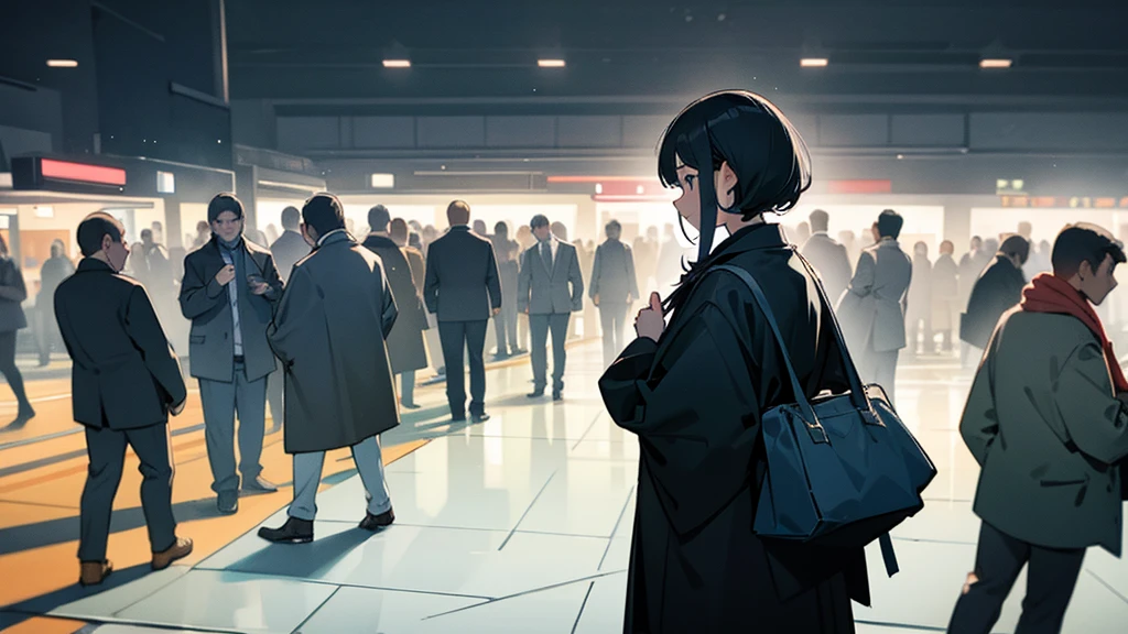 Away from the party crowds、A woman is standing