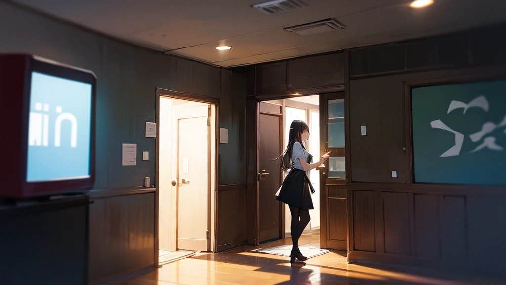 In the corner of the party venue、A woman is standing