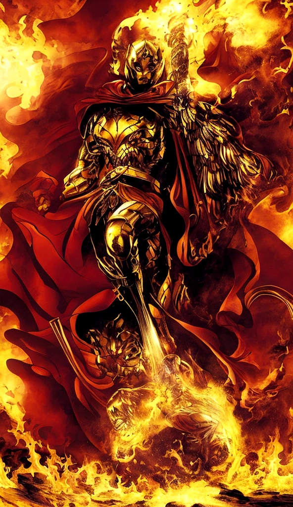 Color illustration of the "Ace of Clubs" card, depicting a hand holding a blazing staff, symbolizing the inspiration and new beginning of a hero. The hand is adorned with intricate armor, representing strength and resilience. The flaming staff represents the hero's newfound power and determination.
In the background, a dynamic battlefield scene unfolds, showcasing the hero in the midst of defeating a formidable villain. The villain is shown in a defeated posture, evoking a sense of triumph and justice prevailing over evil. The battle scene is filled with intense action and energy, with swirling dust, sparks, and debris adding to the dramatic atmosphere.
The illustration captures the essence of the hero's journey, highlighting their transformation from an ordinary individual to a courageous champion. The symbolism of the flaming staff represents the hero's inner fire and passion, while the defeated villain signifies the hero's triumph over adversity.
This dynamic illustration of the "Ace of Clubs" card embodies the spirit of heroism, evoking a sense of inspiration and excitement for the possibilities of a new beginning.