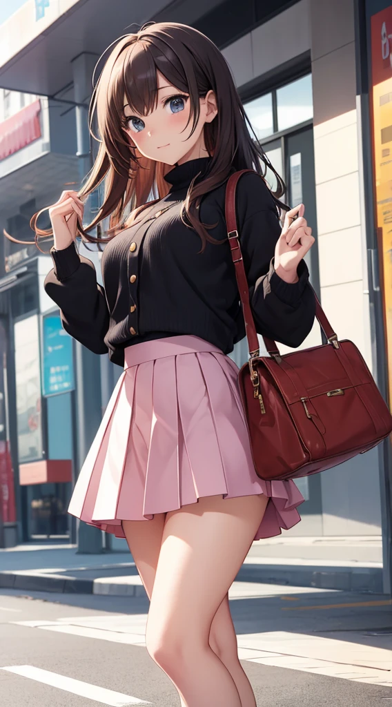 A cute anime girl who wearing skirt