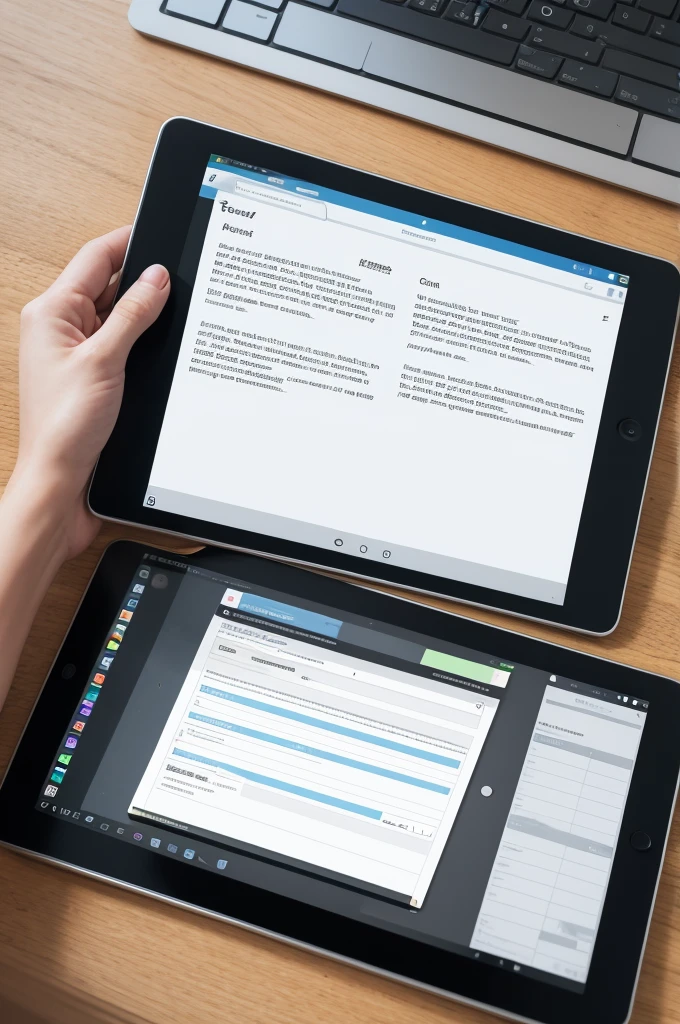 Tablet with a paper coming out of its system