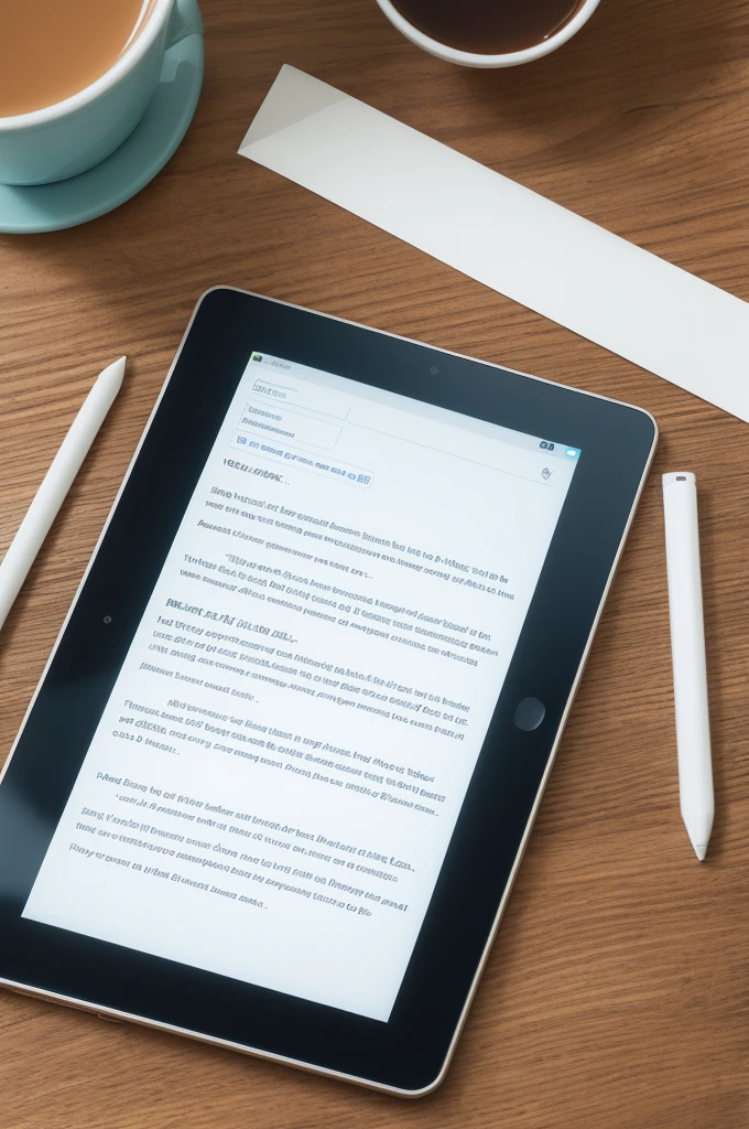 Tablet with a paper sticking out of itself
