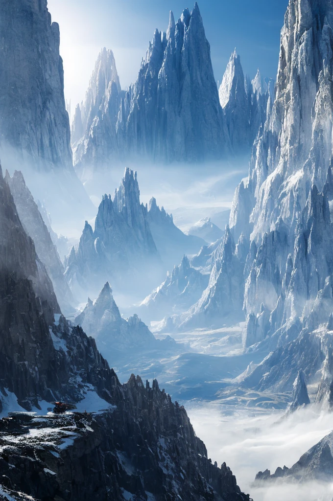 Skyscrapers line the mountain,100 times the height of the building,Huge glacial mountain,Tall skyscrapers,Different world,SF,cyber punk,Best Quality,8K,Future City,Masterpiece,Dream world,夢のFuture City,romantic,perfection,A world beyond imagination,Utopia,Great Heaven