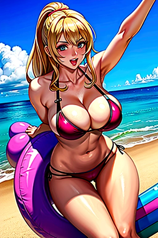 Hugw girls bikini cartoon at beach fun