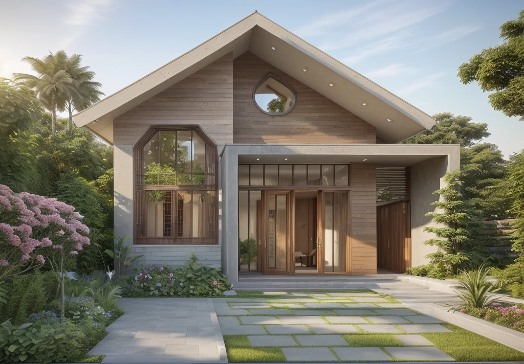 ((best quality)), ((masterpiece)), (detailed), perfect face, ((Masterpiece)), (best quality), (ultras Realistic), 8k, Raw photo, a rendering of a modern house with vietnamese roof anh brick yard , realistic garden, contemporary house, exterior design, wide establishing shot, modern house, in style of simplified realism, concept house, realistic building, front elevation view, wide angle exterior 2022, inter dimensional villa, building facing, sharp focus ilustration hq, modern style, realistic establishing shot, concept house, wide angle exterior 2022, precise architectural rendering, inter dimensional villa, award-winning render, front-view, mid-view, detailed rendering, architectural render, architecture render, modern house, architectural visualization, realistic architecture, insanely detailed rendering, exterior , trees landscape, sky wood paneled ceiling, a rendering of a modern house with a garden, precise architectural rendering, high quality rendering, award-winning render, professional render, beautiful 3 d rendering, beautiful rendering, architectural rendering, a photorealistic rendering, luxcore render, stunning render, an award winning digital render, beautiful rendered, high-quality render, architectural 3 d render, artistic render, a view of a garden with lots of flowers and plants, in a cottagecore flower garden, cottagecore flower garden, lush flowery outdoors, garden with flowers, flower garden summer morning, lots of plants and flowers, lush garden surroundings, lush chic garden, with a french garden, lush plants and flowers, home and garden, garden at home, homes and gardens, permaculture, with a garden, sustainable architecture, gardening, green house, homes and garden magazine, beautiful house on a forest path, vegetal architecture, a rendering of a modern house with a small balcony and a bancony , precise architectural rendering, modern house, contemporary house, concept house, street,