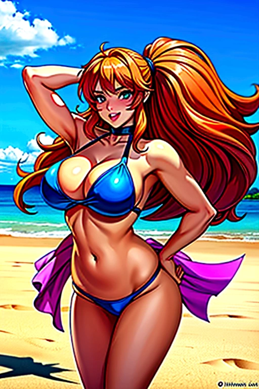 Hugw girls bikini cartoon at beach