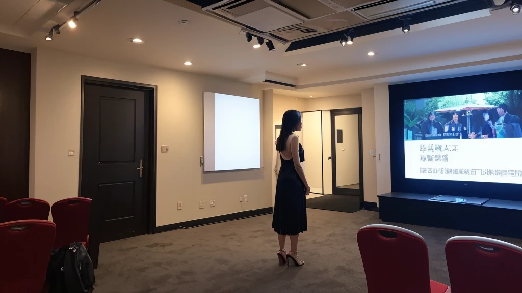 At the venue where the party is being held、A woman stands there unable to join the conversation