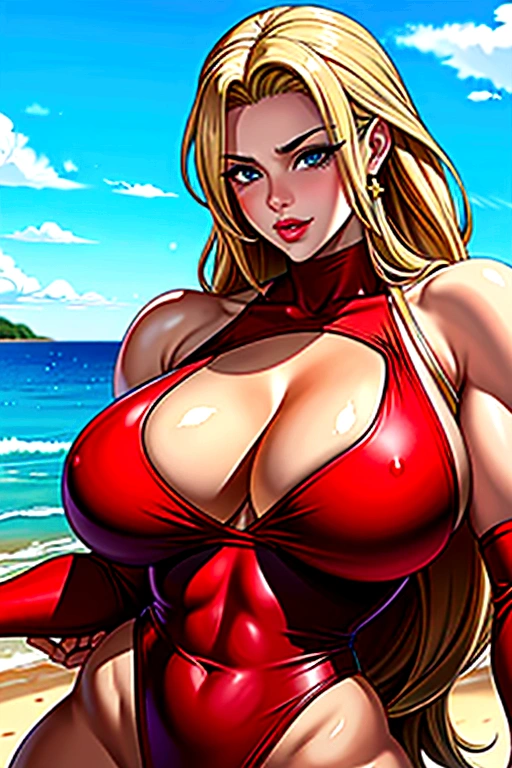 Huge muscle life guard woman
