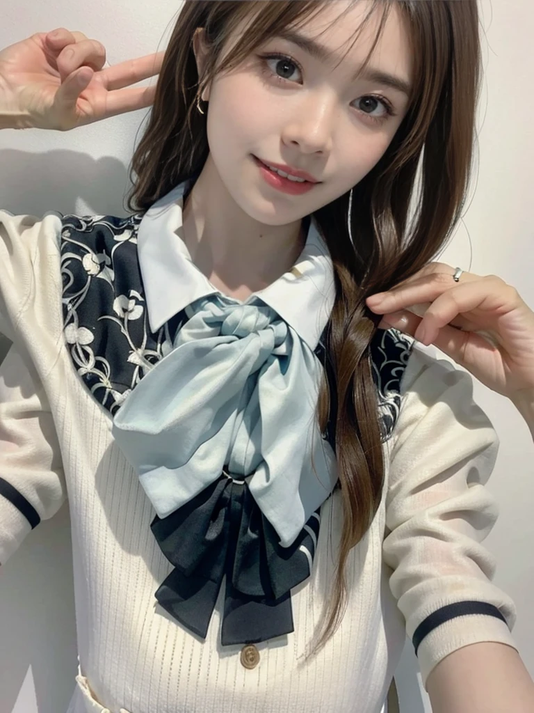 raw photo, 1girl, medium breast, collared blouse, light smile, detailed skin, pore, simple background, photorealistic, masterpiece, best quality, anatomically correct