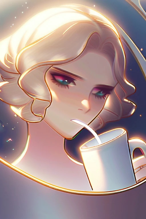 ((Лучшее качество)), ((шедевр)), (подробный), naked girl drinks cum from a mug