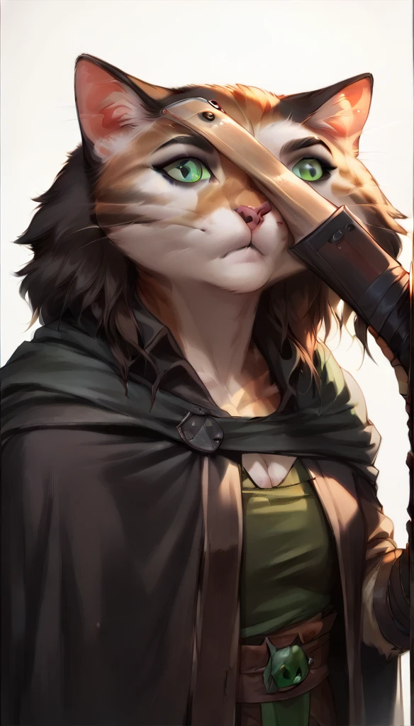 score_9, score_8_up, score_7_up, (clear simple background, white background, papyrus background),
((tabaxi), anthro, solo, female, (portrait, focus on face), (holding, assassin, rogue), ((wearing dark robe, cape)), (cat fur)), beautiful