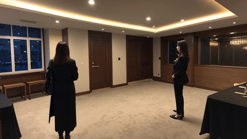 During the party、In the corner of the venue、A woman is standing