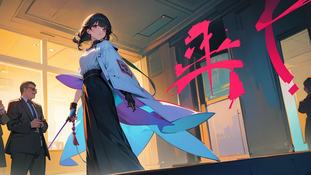 During the party、A woman is standing
