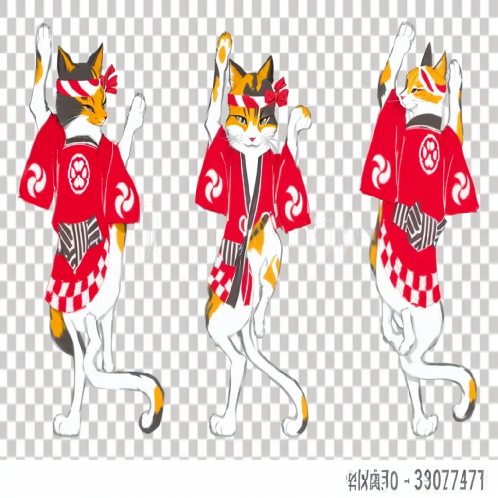 a set of three cats in kimono suits, samurai cat, 2995599206, anthropomorphic cat ninja, 3580780586, japanese cartoon style, 3127318783, japanese animation style, 3945074687