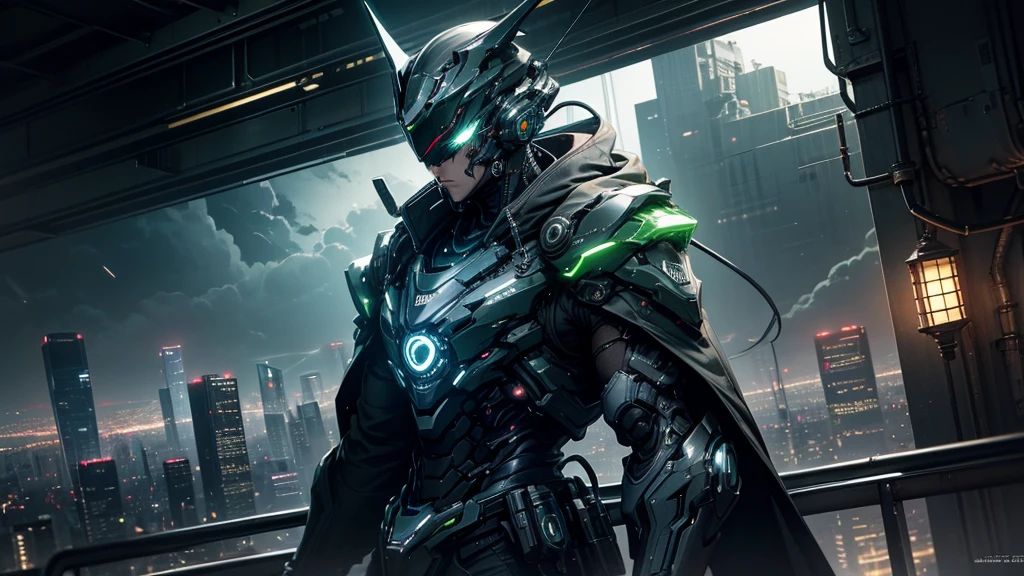 dark夜の街、cyber punk、Cityscape、Decadent、Greenish light、dark、techno